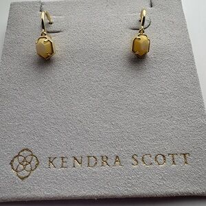 Kendra Scott Tomon Earrings Gold and Yellow Mother of Pearl. Huggie Hoops